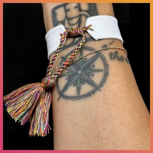 NEW Be Kind Woven Bracelet | Rainbow Letters on White | Adjustable - Picture 3 of 3